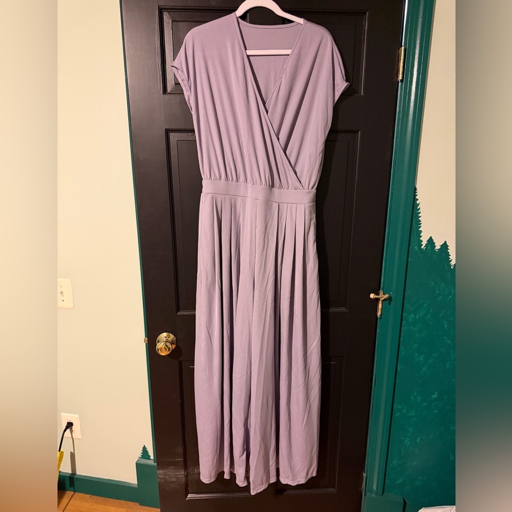 HALARA Lavender Wide Leg V-neck Jumpsuit